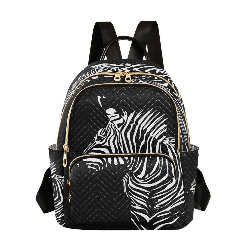 Fashion Backpack Mini Backpack Purse Casual Daily Backpack Black Zebra for💫